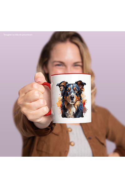 StoryGift Romania Mug With Puppy, Collie, Breed, Illustration, Fur, Animal, Multicolor 330 ml, Ceram, With ,STG