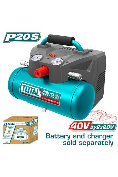 TOTAL 40v 6l battery air compressor without battery and charger