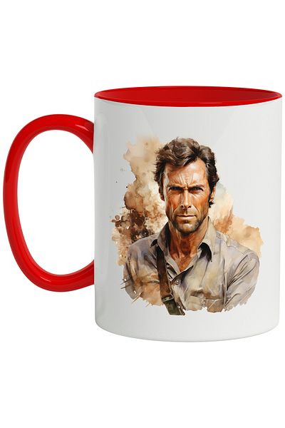 StoryGift Romania Mug With Clint Eastwood, Famous Actor, Director, Hollywood, Multicolor 330 ml, Sky, With
