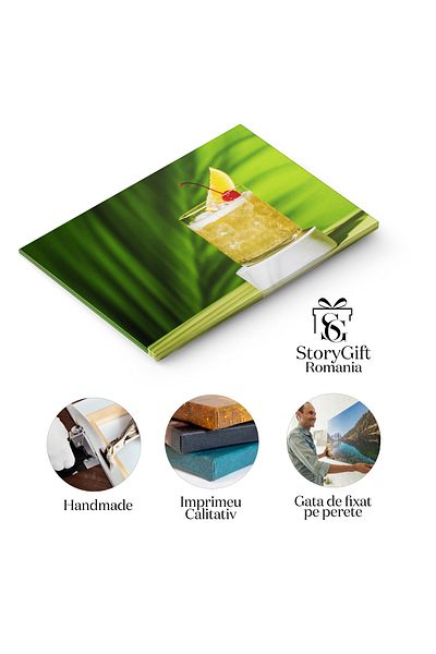 StoryGift Romania Tablou Canvas Cocktail Whiskey Aromat, Bauturi Racoritoare La Bar