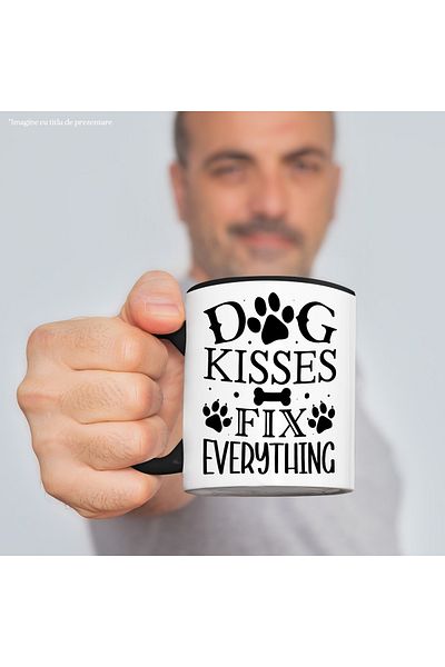 StoryGift Romania Mug for those who believe that dog kisses fix everything - paws with Neg Handle, Cu,STG