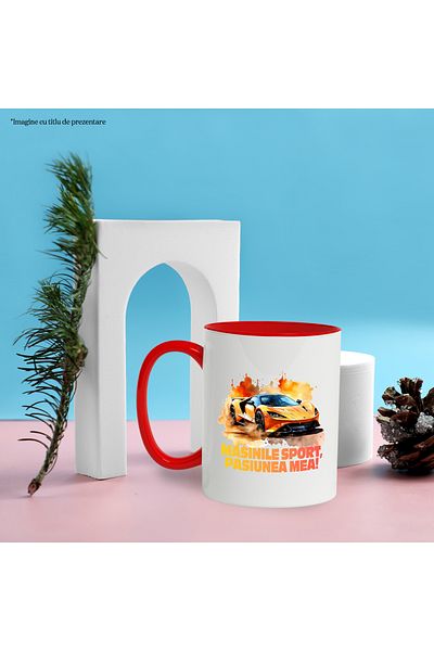 StoryGift Romania Mug With Message Sports Cars My Passion, Watercolor, Multicolor 330 ml, Ceramics, With
