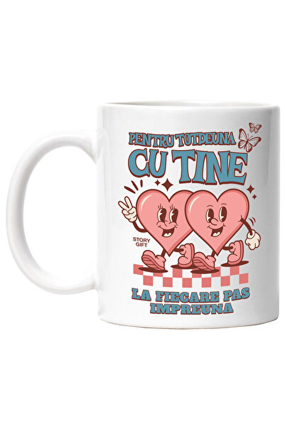 StoryGift Romania Cana Inimi Fericite Cuplu La Fiecare Pas Impreuna, 330ml, C...