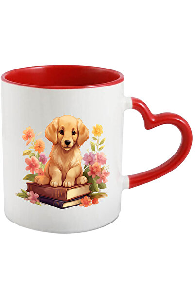 StoryGift Romania Cana Cu Un Catel Golden Retriever Care Sta Pe 2 Carti Inchi...