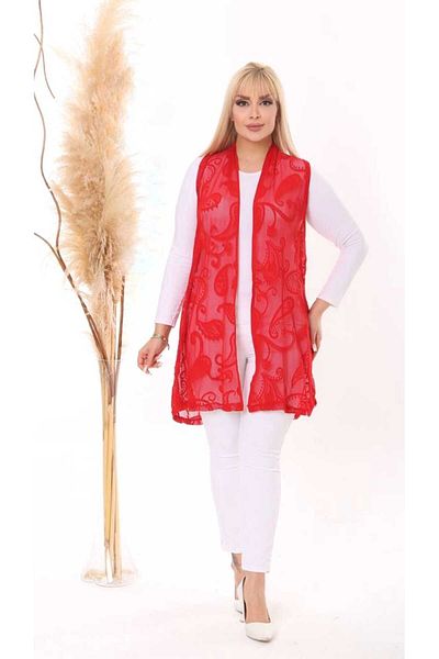 ViolettaXL Women's Plus Size Patterned Lace Vest