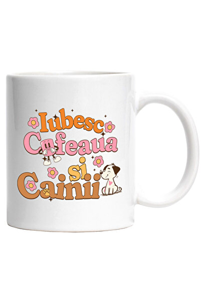 StoryGift Romania Cana Iubesc Cafeaua Si Caini Animale Mama, 330ml, Ceramic C...