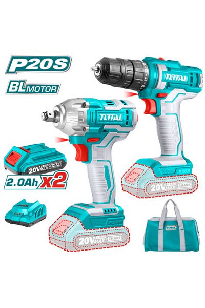 TOTAL 20V battery drill set with tire tightening drill