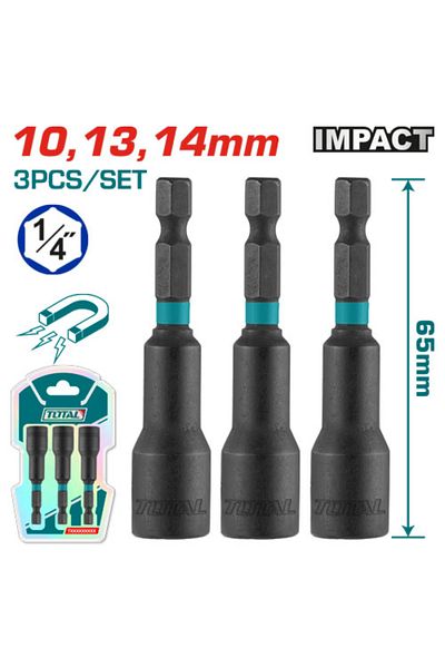 TOTAL Shinko socket set 10mm,13mm,14mm 3pcs/set