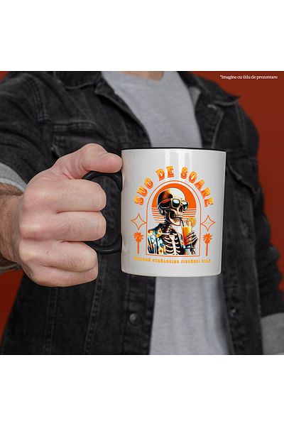 StoryGift Romania Sun Juice Mug adds shine to every day, 330ml, Ceramic with Black Handle, With