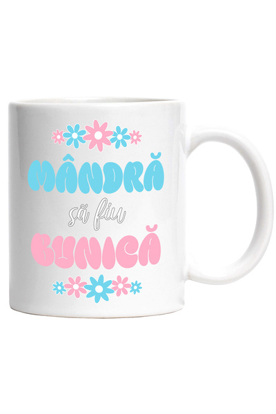 StoryGift Romania Cana Mandra Sa Fiu Bunica Familie Nepot Nepoata, 330ml, Ceramic Cu Maner Alb, Cu Mane,stg