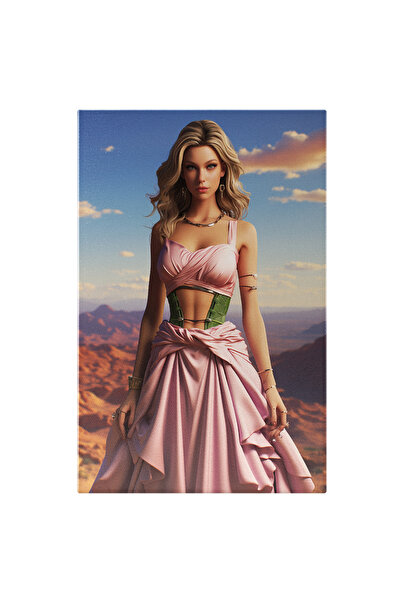 StoryGift Romania Tablou Canvas: Portret Feminin In Rochie Roz Aflat In Mijlo...