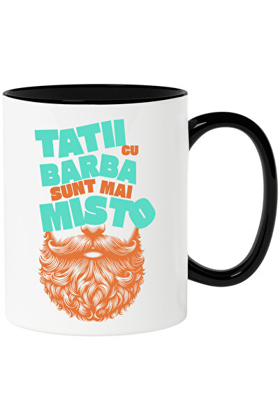 StoryGift Romania Cana Tata Cu Barba Este Cel Mai Misto Familie Copii, 330ml, Ceramica Cu Maner Ne, Cu ,stg