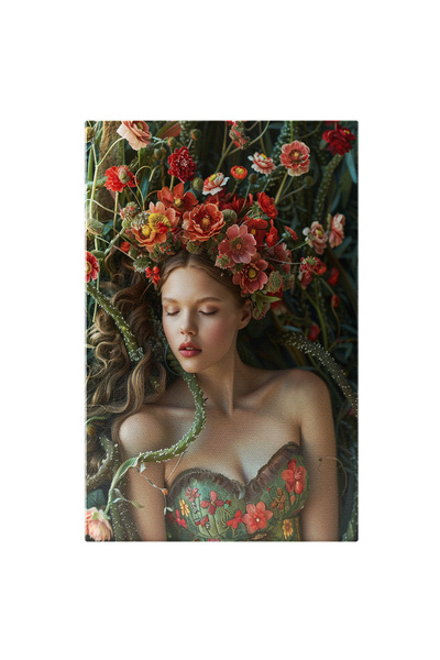 StoryGift Romania Tablou Canvas: Figură Feminină Cu Decolteu Și Coroană Din F...