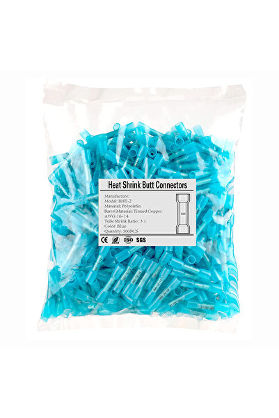 Choice3 مجموعة موصلات طرفية قابلة للانكماش الحراري زرقاء اللون، 500 قطعة - مج...
