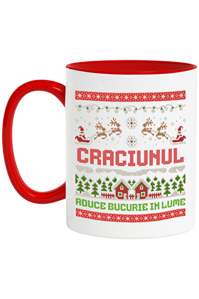 StoryGift Romania Cana Craciunul Aduce Bucurie In Lume , 330ml, Ceramic Cu Ma...