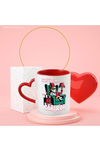 StoryGift Romania Mug intellectual dog reading a book enters the world of books, 330ml, Ceramic with , With ,STG