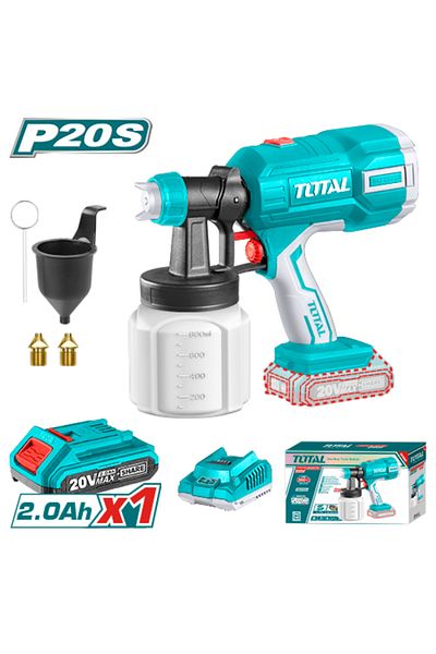 TOTAL 20V battery paint spray gun, one battery and charger