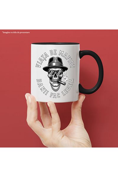 StoryGift Romania Mug Skull with hat and cigar The life of a mobster. Money makes the law, 330ml, Ceramics, With, STG