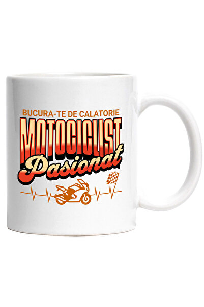 StoryGift Romania Cana Cu Motocicleta De Curse Sport Steag Incepere Pasiune B...