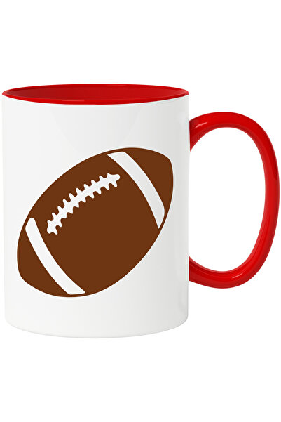 StoryGift Romania Cana Cu O Minge De Fotbal American Cu Maner Rosu, Cu Maner ...