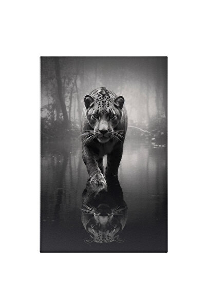 StoryGift Romania Tablou Canvas: Leoaica In Padure - Apa Serioasa Focusata B&...