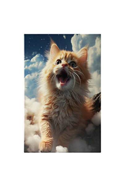 StoryGift Romania Tablou Canvas: Pisica Uimita Pe Un Vulcan - Pentru Iubitori...