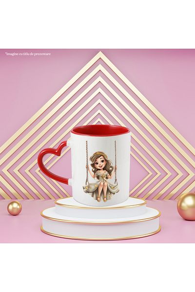 StoryGift Romania Mug with a beautiful princess | illustration | swinging | childhood | dress, With ,STG.