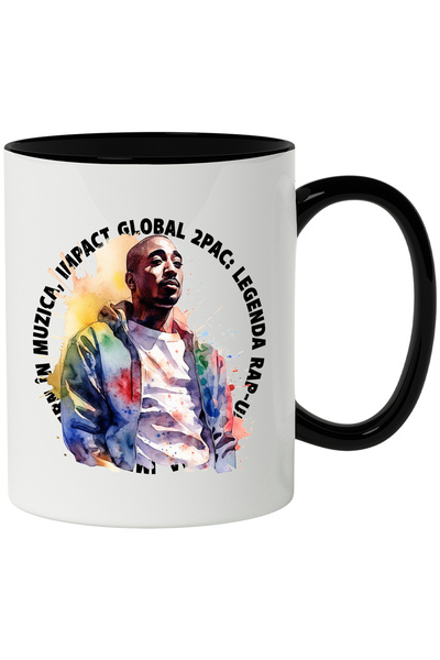 StoryGift Romania Cana Cu 2pac, Legenda Rap-ului, Muzica, Hanorac, Hip-hop, Multicolor 330 Ml, Cer, Cu ,stg