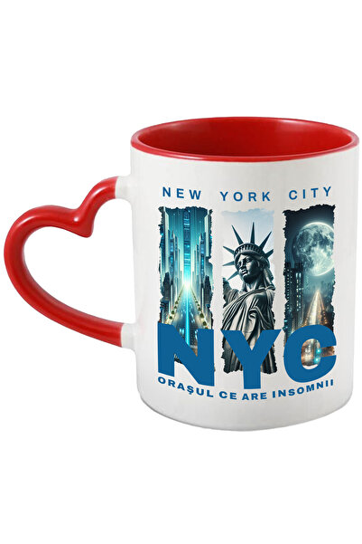 StoryGift Romania Cana New York Oras Statuia Libertatii Text Oras Cu Insomnii, 330ml, Ceramica Cu , Cu ,stg