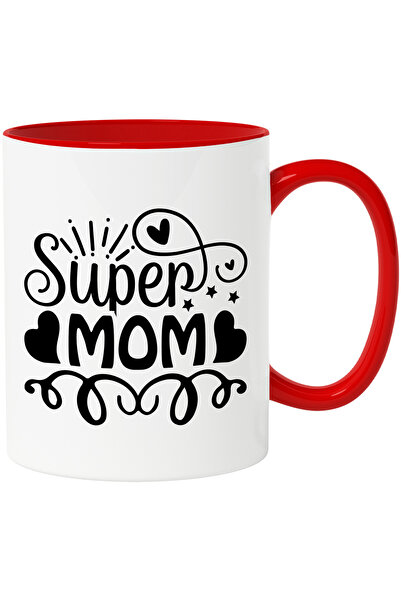 StoryGift Romania Cana Cu Inimioare Si Stelute Pentru O Mama Demna De Invidiat Cu Maner Rosu, Cu Maner ,stg