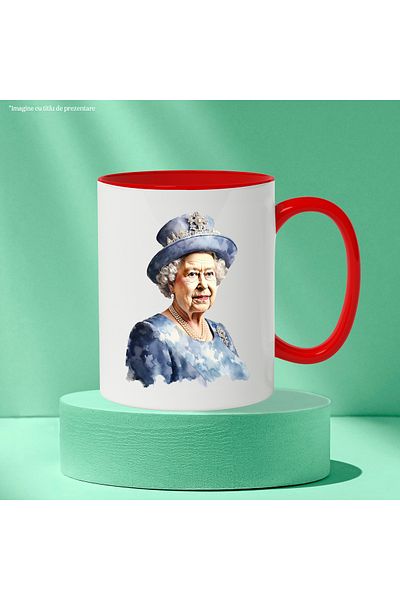 StoryGift Romania Mug With Queen Elizabeth II Of Great Britain, Hat, Brooch, Multicolor 330, With ,STG