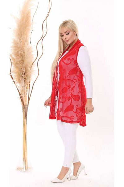 ViolettaXL Women's Plus Size Patterned Lace Vest