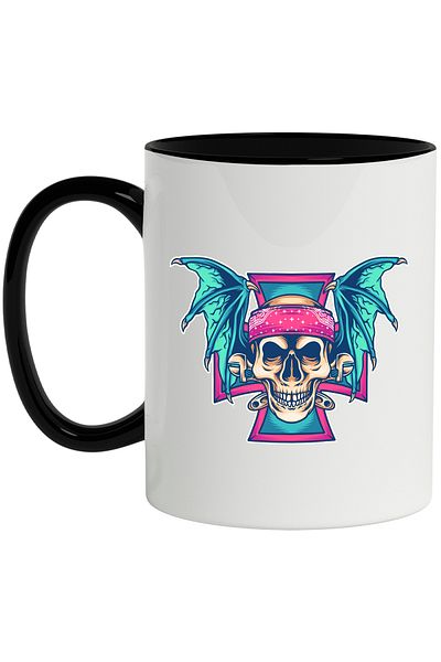 StoryGift Romania Cana Cu Craniu, Aripi, Dragon, Bandana, Unelte, Cruce, Multicolor 330 Ml, Cerami, Cu ,stg