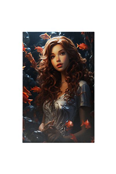 StoryGift Romania Tablou Canvas: Sirena In Apa Intuneric, Caracter Fictional, Fashion , Ilustra, Bijuterii, Buz