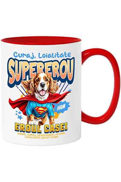 StoryGift Romania Cana Cu Cocker Spaniel Caine In Costum De Superman Cu Pelerina, Erou Nocturn, De, Cu ,stg