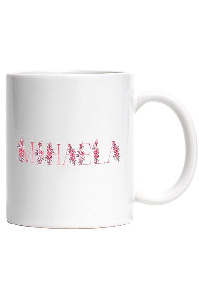 StoryGift Romania Cana Cu Numele Mihaela, Floral, Colorat, Creativ, Frumos, Unicat, 330ml, Ceramic, Cu ,stg