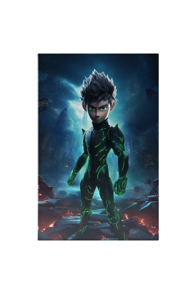 StoryGift Romania Tablou Canvas: Anti-erou În Costum Verde- Desene Pentru Copii Pictura Digitala