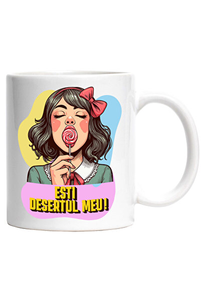 StoryGift Romania Cana Fata Cu Acadea, Funda Text Esti Desertul Meu, 330ml, C...