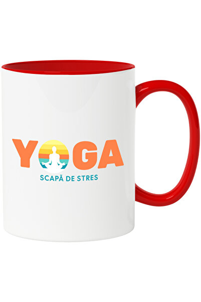 StoryGift Romania Cana Yoga Scapa De Stres Om In Pozitie De Yoga, 330ml, Cera...