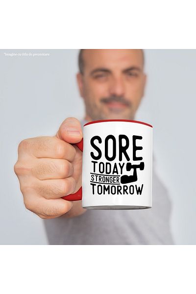 StoryGift Romania Mug with text in English "Inflamed/swollen today, stronger tomorrow" with Ro, Cu, STG Handle