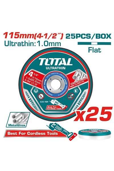 TOTAL 4-1/2" Stainless Steel Cutting Disc Box 25pcs/box 1.0mm