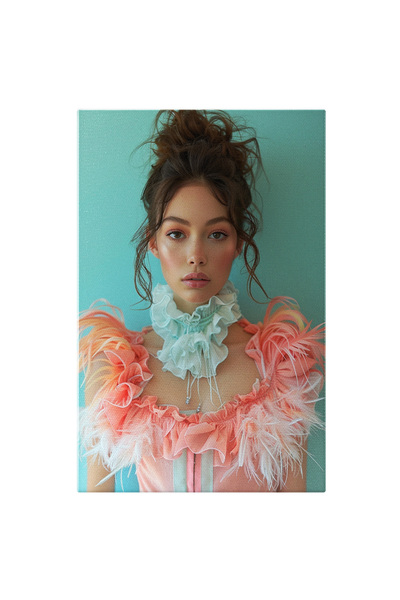 StoryGift Romania Tablou Canvas Dansul Păsărilor Și Nimfa Aviară Guler Bleu În Contract Cu Ținuta Roz , Pictura D