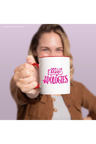 StoryGift Romania Mug with the text in English "My apologies" - my apologies with Red Handle, With Red Handle, STG.