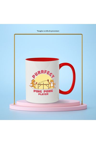 StoryGift Romania Mug With Message Purrfect Ping Pong Player, Cats, Ball, Game, Paddle, Multicolor, With,STG