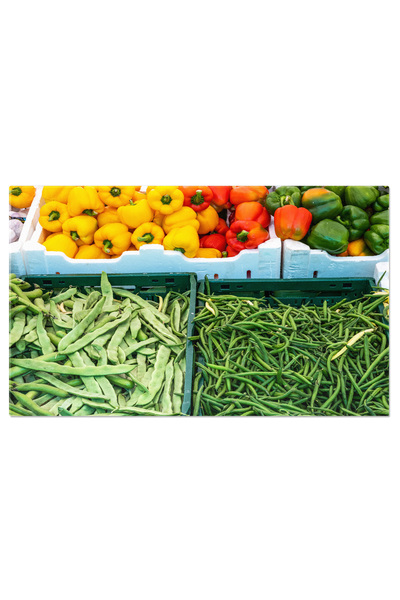 StoryGift Romania Tablou Canvas Mazare Verde Si Ardei In Desen, Alimente, Leg...