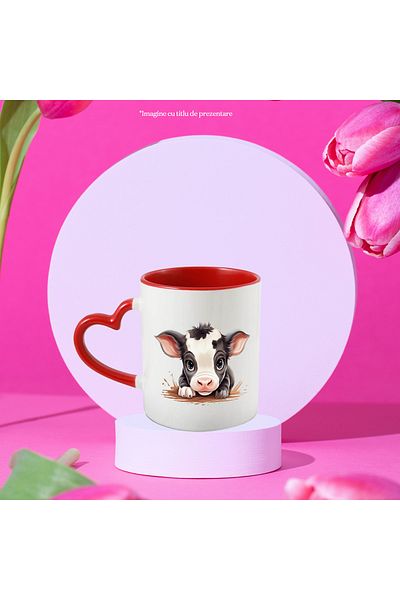 StoryGift Romania Mug with a calf | illustration | for children | care | tiny | curious | timi, With,STG.