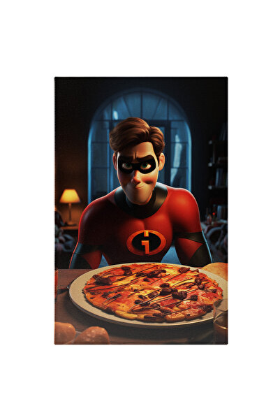 StoryGift Romania Tablou Canvas: Super-erou Și Pizza- Animații Pictura Digitala