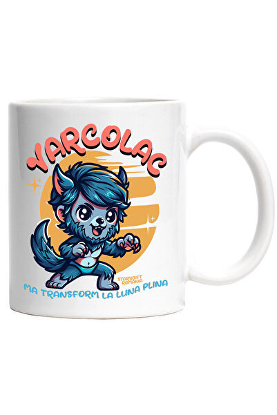 StoryGift Romania Cana Varcolac Ma Transform La Luna Plina Sf, 330ml, Ceramic Cu Maner Alb, Cu Maner Al,stg