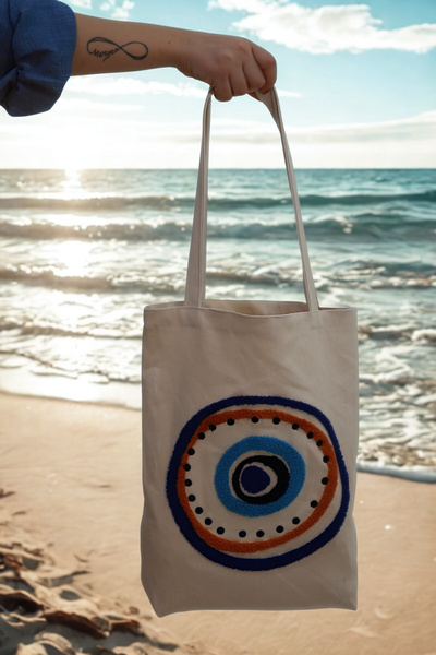 e-Bizz Store Punch Embroidered 1 Piece Shoulder Bag & Beach Bag & Tote Bag