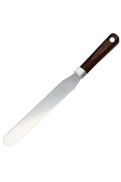 PUFO Spatulă metalică pentru decorarea torturilor, decorarea torturilor, întinderea cremei, 37 cm, argintiu/maro